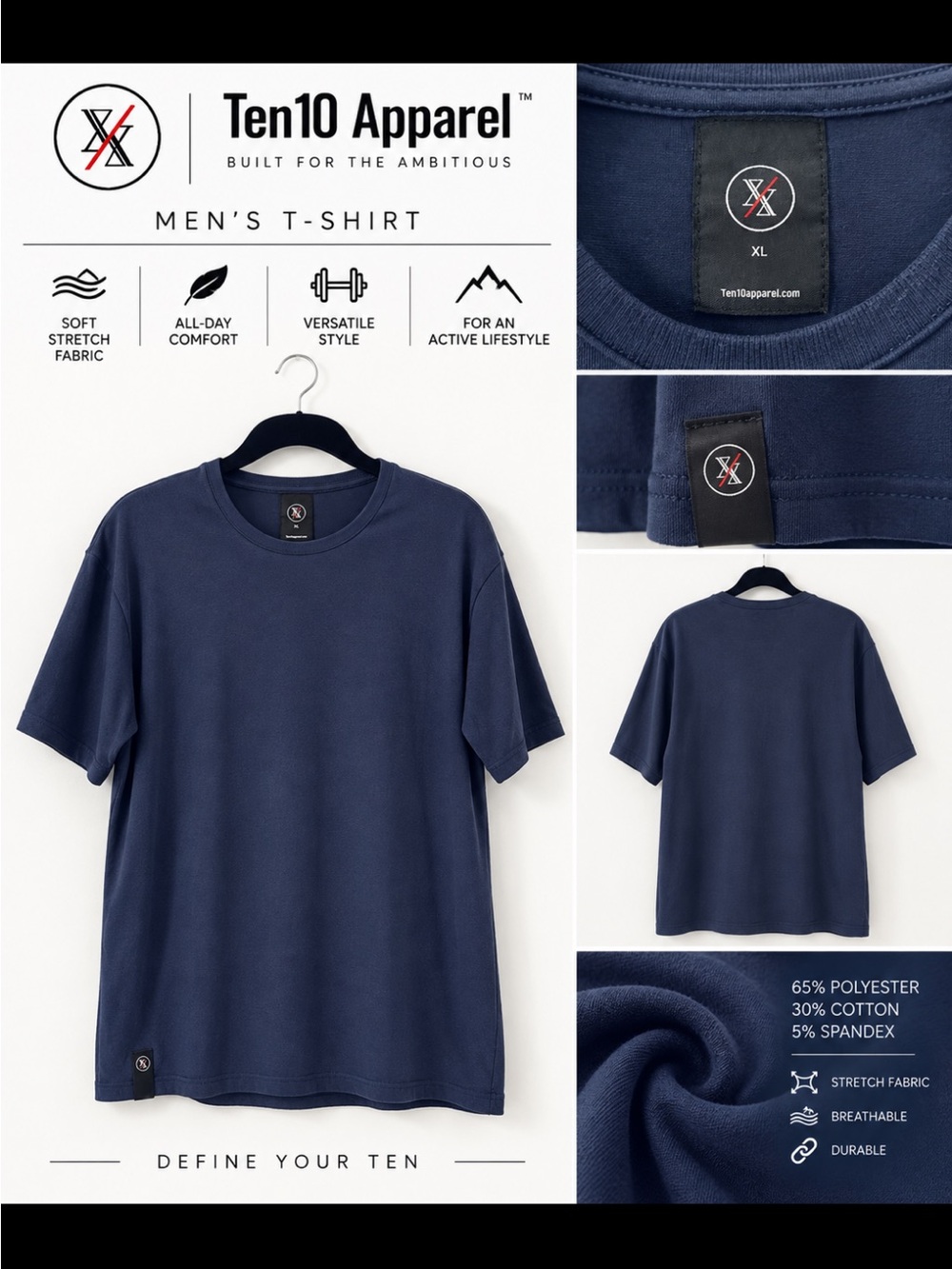 Men's Short Sleeve Crewneck T-Shirt — Navy